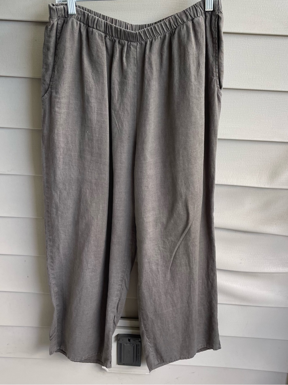FLAX Women’s Medium Green Wide Leg Relaxed Elastic Waist Linen Lounge Pants